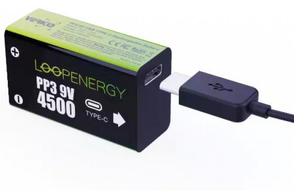 Ак. Verico Loop Energy 9V (Крона) USB Type-C 500mAh Li-ion 2шт./уп.