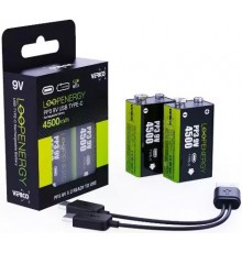 Ак. Verico Loop Energy 9V (Крона) USB Type-C 500mAh Li-ion 2шт./уп.