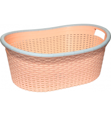 Кошик для білизни овальний під ротанг 25 л помаранчевий