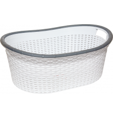 Кошик для білизни овальний під ротанг 25 л білий
