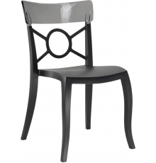 Стілець Papatya Opera-S сидіння чорне, верх прозоро-димчастий