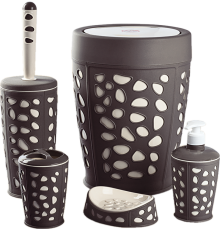 Набір для ванної кімнати Planet Stone 5 предметів коричневий-крем