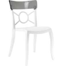 Стілець Papatya Opera-S сидіння біле, верх прозоро-димчастий