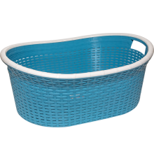 Кошик для білизни овальний під ротанг 25 л синій