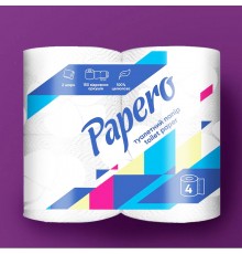 Папір туалетний Papero двошаровий 4 рулони