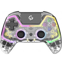 Бездротовий геймпад GamePro GPS13T BT 5.3/USB (PC/iOS/Android/PS3/PS4) RGB Transparent