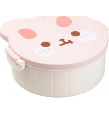 Ланч-бокс дитячий TS Kitchen зі столовими приборами Rabbit 18 х 18 х 7 см, рожево-білий