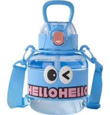 Дитяча пляшка для води Yiwu HELLO-HELLO 680 мл з ремінцем, блакитна