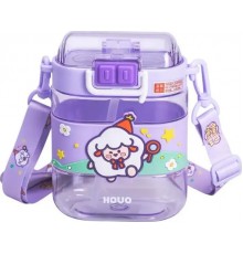 Дитяча пляшка для води Yiwu Magic Lamb 560 мл з ремінцем, фіолетова