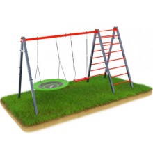 Садова гойдалка з подвійною драбиною з гніздом лелеки та гойдалкою K-Sport KSOZ015D