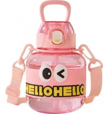 Дитяча пляшка для води Yiwu HELLO-HELLO 680 мл з ремінцем, рожева