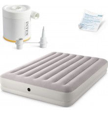 Матрац надувний Intex 64179 203x152x30 см бежевий + насос