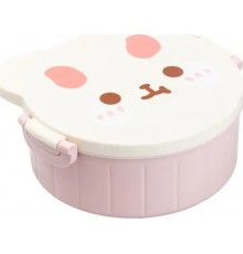 Ланч-бокс дитячий TS Kitchen зі столовими приборами Rabbit 18 х 18 х 7 см, біло-рожевий