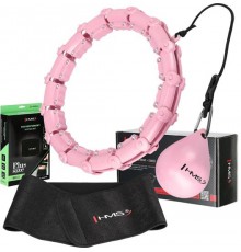 Набір обруч з вагою HMS HHW11 світло-рожевий + пояс HMS BR163 PLUS SIZE чорний