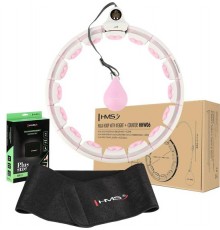 КОМПЛЕКТ HULA HOOP HHW06 РОЖЕВИЙ З ГРАВІТАЦІЙНИМ М'ЯЧЕМ ТА ЛІЧИЛЬНИКОМ HMS + ПІДТРИМКА НА ТАЛІЮ BR163 ЧОРНИЙ ПЛЮС РОЗМІР