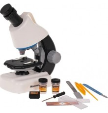 Білий мікроскоп + пробірки та аксесуари