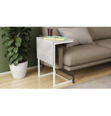 Стіл журнальний приставний Террі Комбо Ferrum-decor 345x662x440 Білий метал ДСП Бетон 16 мм (FRD-105149)
