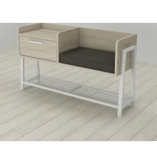 Банкетка із тумбочкою Ferrum-decor Бланка 540x1000x320 метал Білий ДСП Сонома 16 мм (FRD-103034)