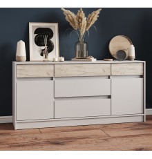 Великий комод із дверима та шухлядами Еверест Стайл-1600 160,2х39х75,4 см Кашемір/Дуб крафт сірий (DTM-071156)