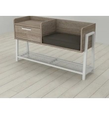 Банкетка із тумбочкою Ferrum-decor Бланка 540x1000x320 метал Білий ДСП Сонома Трюфель 16 мм (FRD-103035)