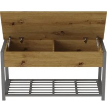Банкетка з ящиком Ferrum-decor Дрейк 2 550x1200x400 метал Сірий ДСП Дуб Артізан 16 мм (FRD-103085)