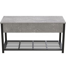 Банкетка з ящиком Ferrum-decor Дрейк 2 550x1200x400 метал Чорний ДСП Бетон 16 мм (FRD-103072)