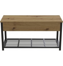 Банкетка з ящиком Ferrum-decor Дрейк 1 550x1000x400 метал Чорний ДСП Дуб Артізан 16 мм (FRD-103050)