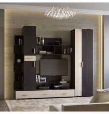 Стінка для вітальні Еверест Бриз + Шафа ШП-2 венге + дуб молочний (DTM-2248)