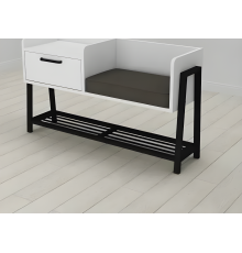 Банкетка із тумбочкою Ferrum-decor Бланка 540x1000x320 метал Чорний ДСП Біле 16 мм (FRD-103024)