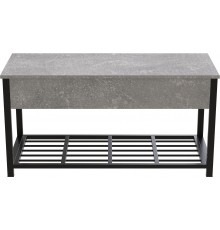 Банкетка з ящиком Ferrum-decor Дрейк 1 550x1000x400 метал Чорний ДСП Бетон 16 мм (FRD-103051)