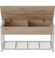 Банкетка з ящиком Ferrum-decor Дрейк 2 550x1200x400 метал Білий ДСП Дуб Сан-Марино 16 мм (FRD-103074)