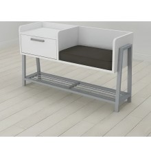 Банкетка із тумбочкою Ferrum-decor Бланка 540x1000x320 метал Сірий ДСП Біле 16 мм (FRD-103038)