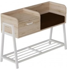 Банкетка із тумбочкою Ferrum-decor Бланка 540x1000x320 метал Білий ДСП Дуб Сан-Марино 16 мм (FRD-103032)