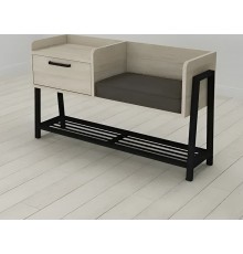 Банкетка із тумбочкою Ferrum-decor Бланка 540x1000x320 метал Чорний ДСП Сонома 16 мм (FRD-103027)