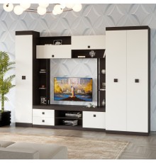 Стінка для вітальні Еверест Соната 3 (модульна - 3 елементи) венге темний + білий (DTM-2514)