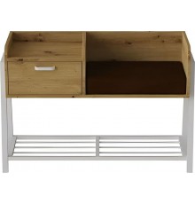 Банкетка із тумбочкою Ferrum-decor Бланка 540x1000x320 метал Білий ДСП Дуб Артізан 16 мм (FRD-103036)