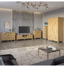 Комплект меблів для вітальні 5 предметів з білими ніжками М-ЗОН Борн Дуб Артизан (MZN-031064)