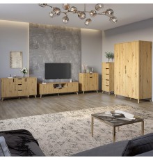 Комплект меблів для вітальні 5 предметів з ніжками кольору світлий горіх М-ЗОН Борн Дуб Артизан (MZN-031068)