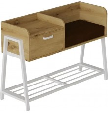 Банкетка з тумбочкою Ferrum-decor Бланка 540x1000x320 метал Сірий ДСП Дуб Артізан 16 мм (FRD-103043)