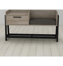 Банкетка із тумбочкою Ferrum-decor Бланка 540x1000x320 метал Чорний ДСП Сонома Трюфель 16 мм (FRD-103028)