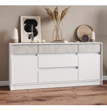 Великий комод із дверима та шухлядами Еверест Стайл-1600 160,2х39х75,4 см Німфея Альба (білий)/Бетон (DTM-071158)