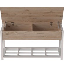 Банкетка з ящиком Ferrum-decor Дрейк 1 550x1000x400 метал Білий ДСП Дуб Сан-Марино 16 мм (FRD-103053)