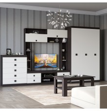 Вітальня Еверест Соната Комплект 28 (модульна - 4 елементи) венге темний + білий (DTM-2515)