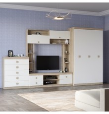 Стінка для вітальні Еверест Соната 1 (модульна - 3 елементи) сонома+білий (DTM-2236)