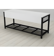 Банкетка з ящиком Ferrum-decor Дрейк 2 550x1200x400 метал Чорний ДСП Біле 16 мм (FRD-103066)