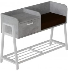 Банкетка із тумбочкою Ferrum-decor Бланка 540x1000x320 метал Сірий ДСП Бетон 16 мм (FRD-103044)