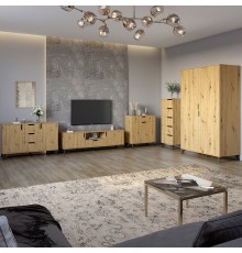 Комплект меблів для вітальні 5 предметів з чорними ніжками М-ЗОН Борн Дуб Артизан (MZN-031072)