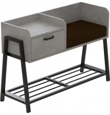 Банкетка із тумбочкою Ferrum-decor Бланка 540x1000x320 метал Чорний ДСП Бетон 16 мм (FRD-103030)