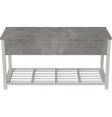 Банкетка з ящиком Ferrum-decor Дрейк 2 550x1200x400 метал Білий ДСП Бетон 16 мм (FRD-103079)