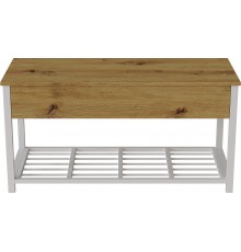 Банкетка з ящиком Ferrum-decor Дрейк 1 550x1000x400 метал Білий ДСП Дуб Артізан 16 мм (FRD-103057)